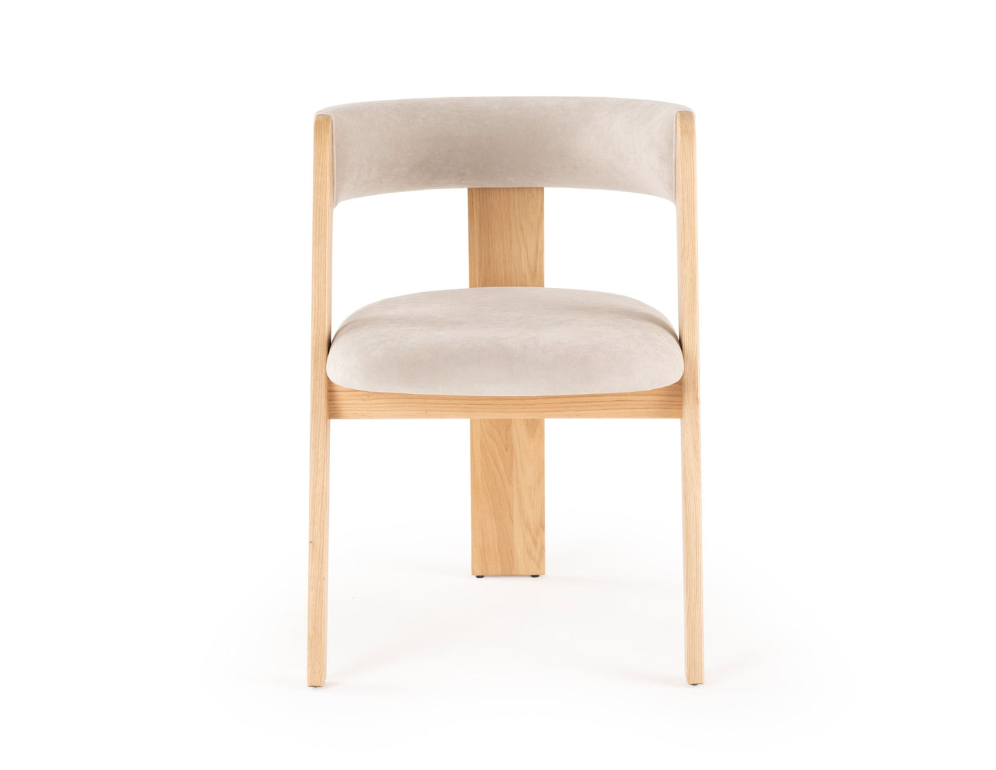 Modrest Washington Modern Cream Velvet Natural Oak Dining Chair (Set of 2) A Timeless Blend of Comfort and Sophistication for Elegant Dining Spaces