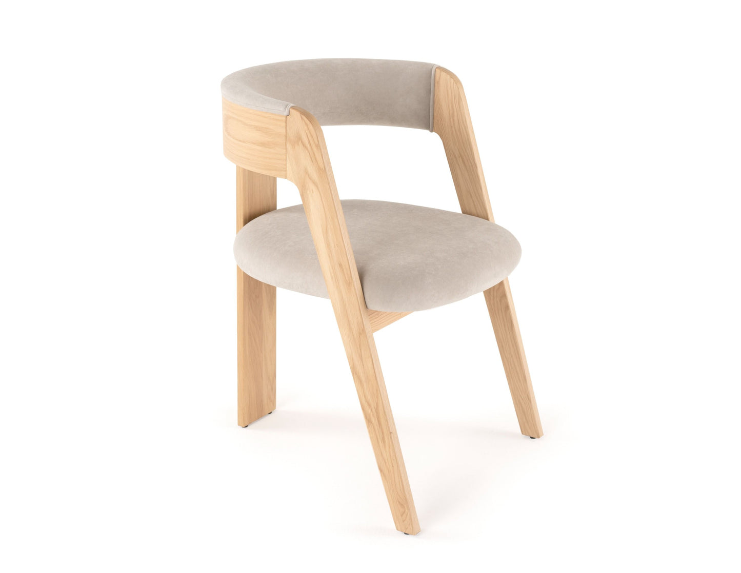 Modrest Washington Modern Cream Velvet Natural Oak Dining Chair (Set of 2) A Timeless Blend of Comfort and Sophistication for Elegant Dining Spaces