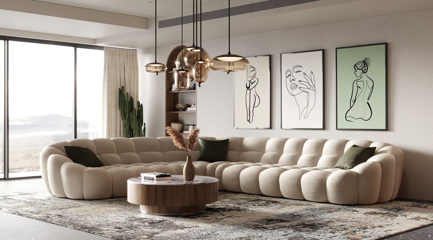 Divani Casa Yolonda - Modern Beige Curved Sectional Sofa