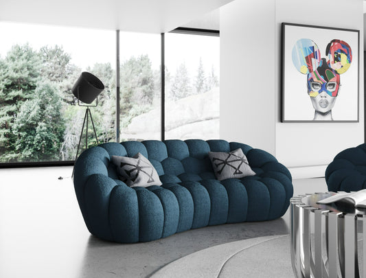 Divani Casa Yolonda - Modern Curved Dark Teal Fabric Loveseat