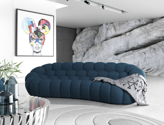 Divani Casa Yolonda - Elegant Curved Dark Teal Fabric Sofa for Stylish Interiors