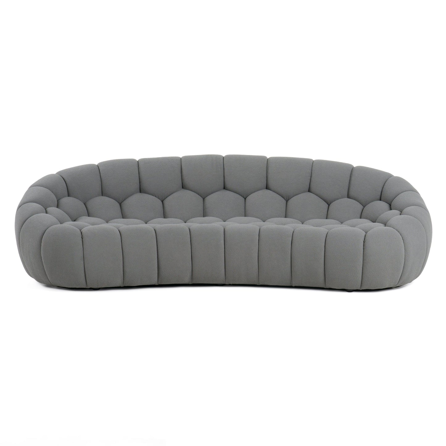 Divani Casa Yolonda Modern Curved Light Grey Fabric Sofa - Stylish and Comfortable Seating for Your Living Room