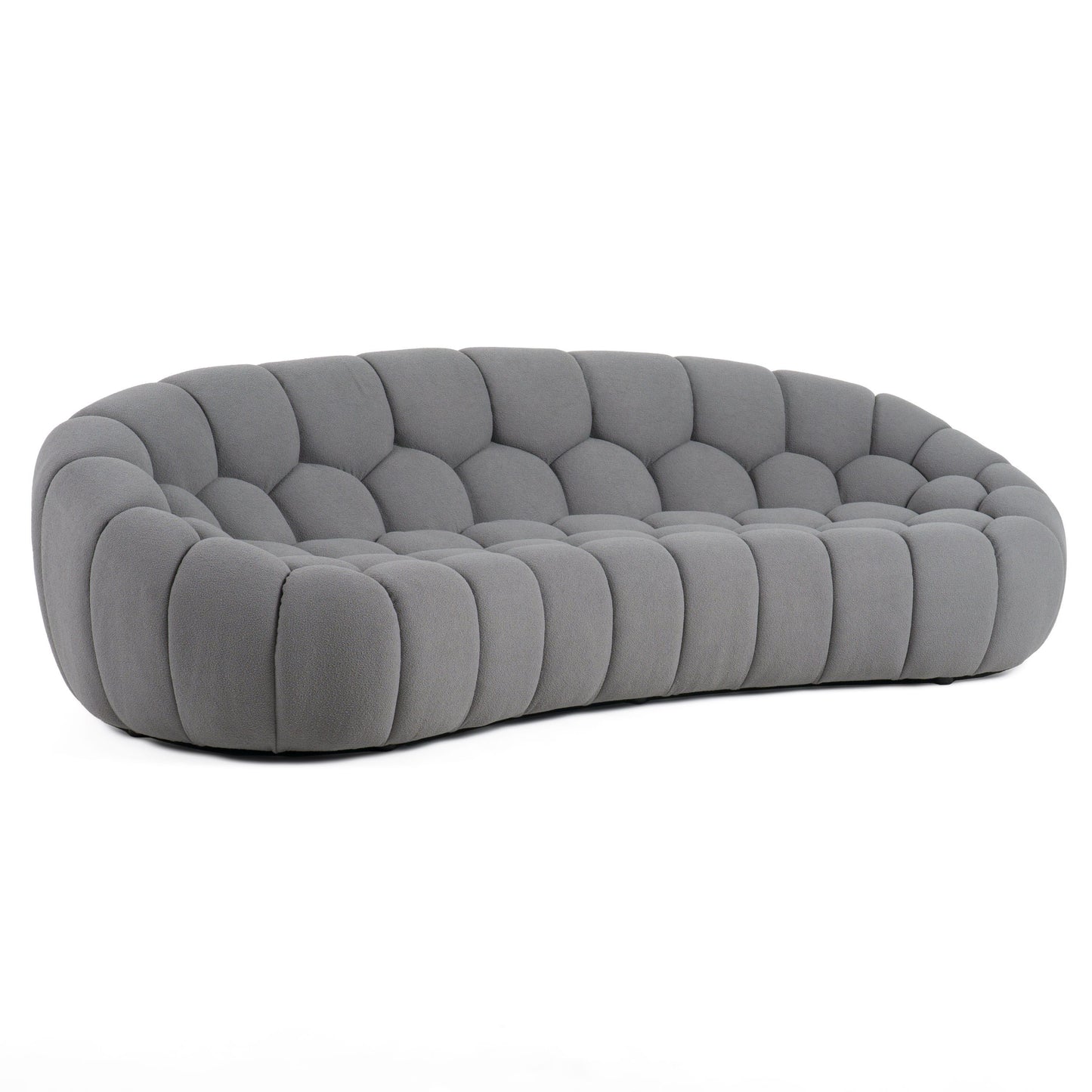 Divani Casa Yolonda Modern Curved Light Grey Fabric Sofa - Stylish and Comfortable Seating for Your Living Room