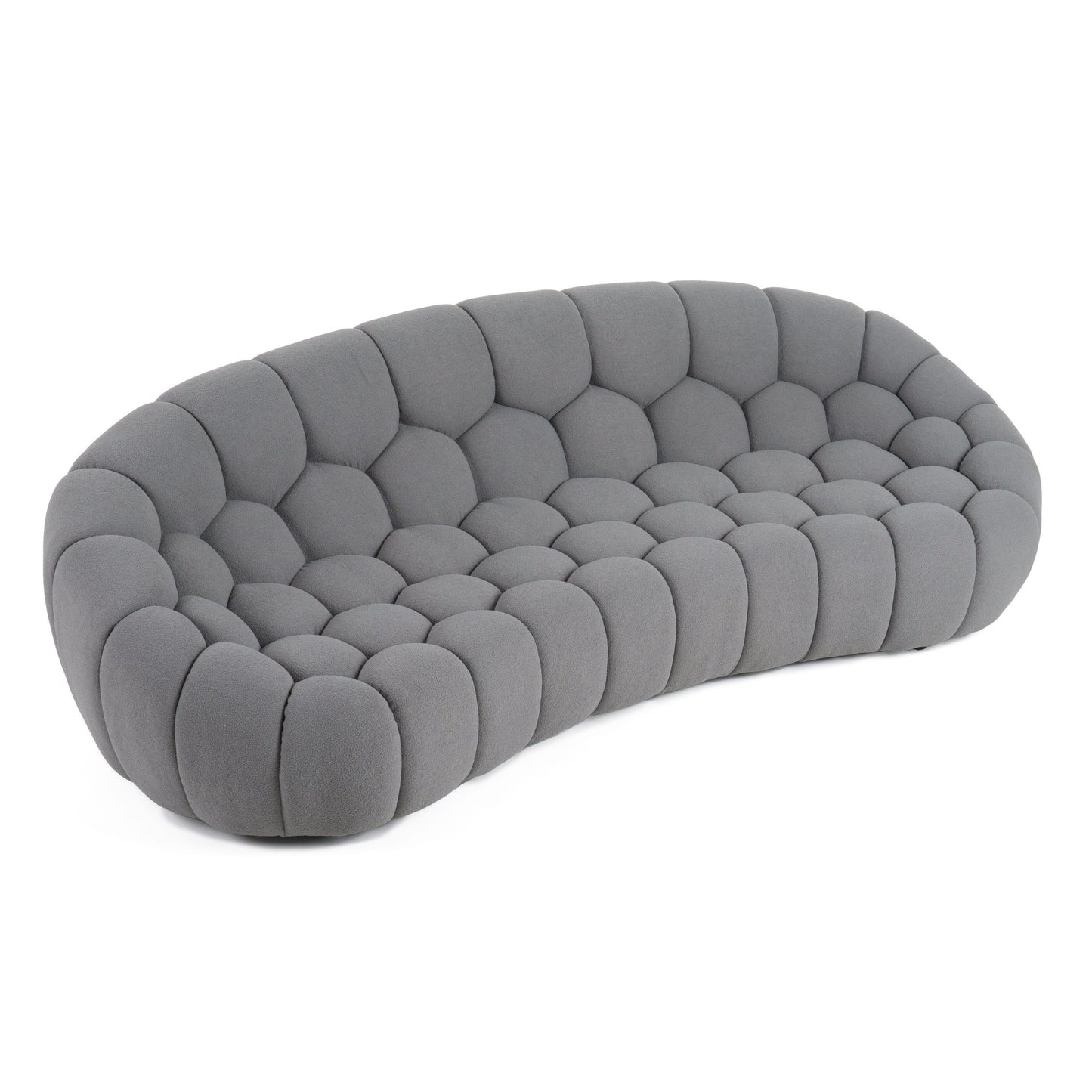 Divani Casa Yolonda Modern Curved Light Grey Fabric Sofa - Stylish and Comfortable Seating for Your Living Room