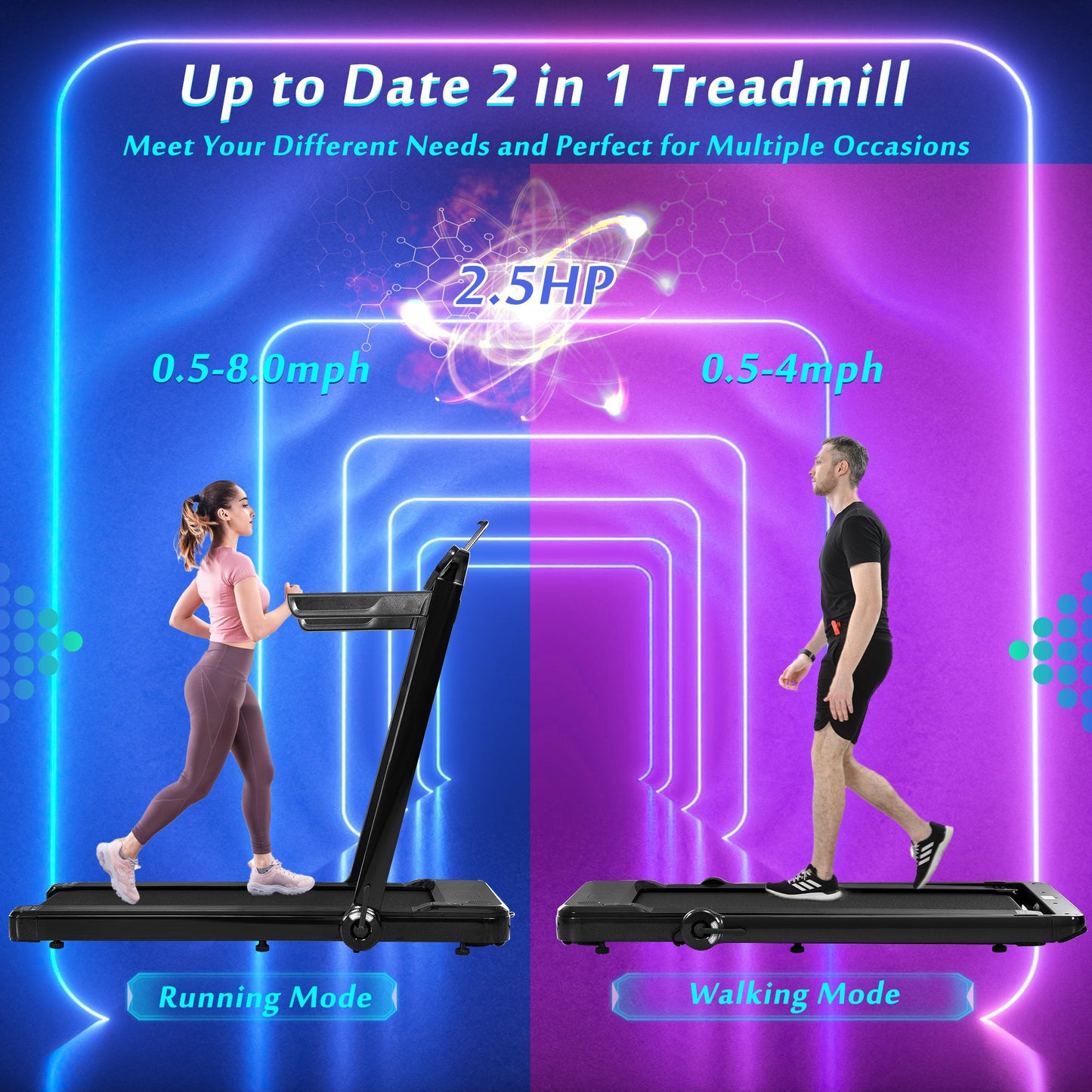 Cruce Electric Folding Treadmill, Installation Free with Bluetooth APP and Speaker, Remote Control with Display for Home, Gym & Office