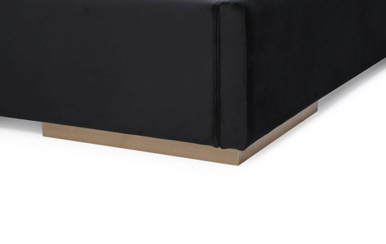 Nova Domus Cartier Modern Black Velvet & Rosegold Bed β Luxurious Contemporary Platform Bed - Stylish Design Furniture