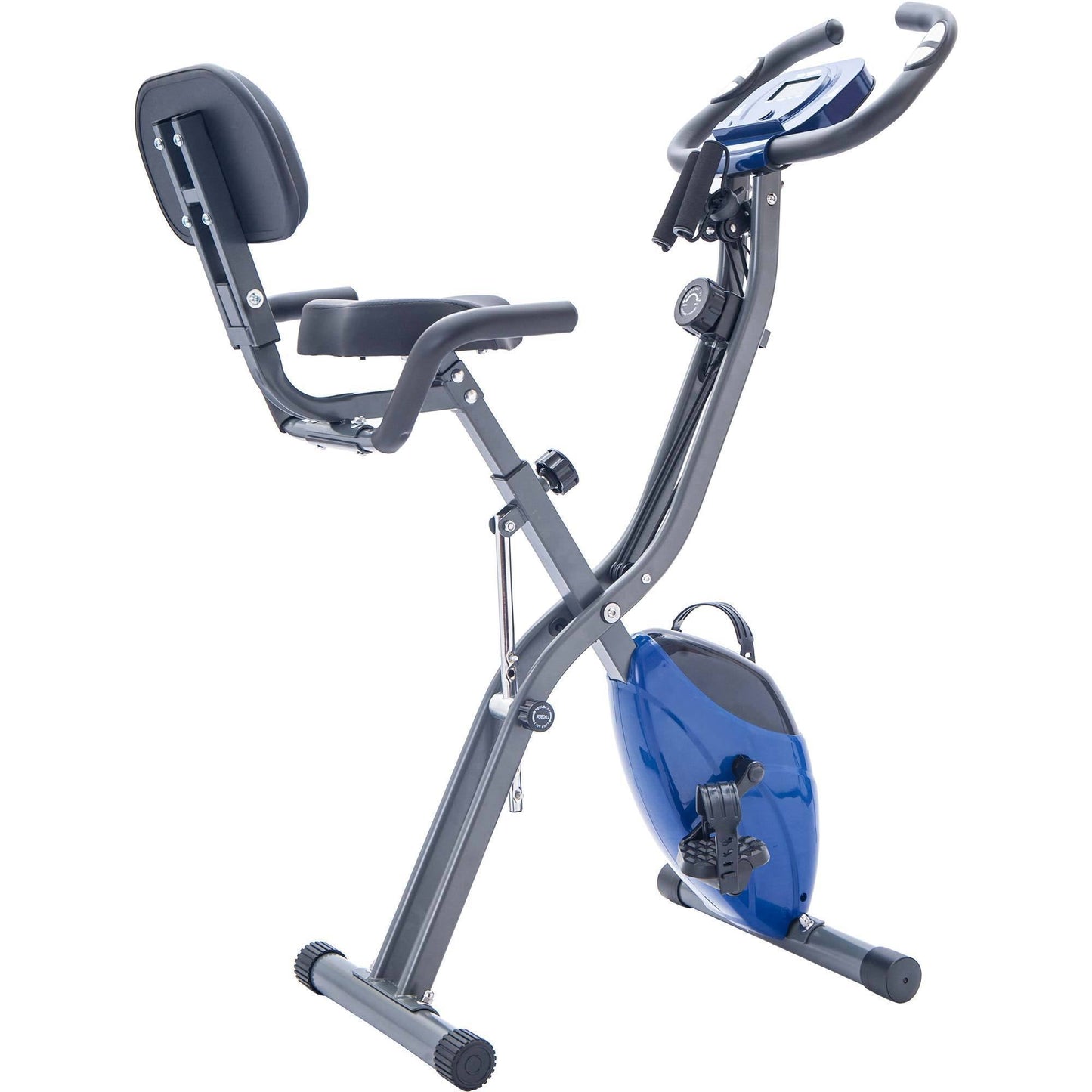 Bolter Folding Exercise Bike with 10-Level Adjustable Resistance, Fitness Upright and Recumbent X- Bike, Arm Bands and Backrest