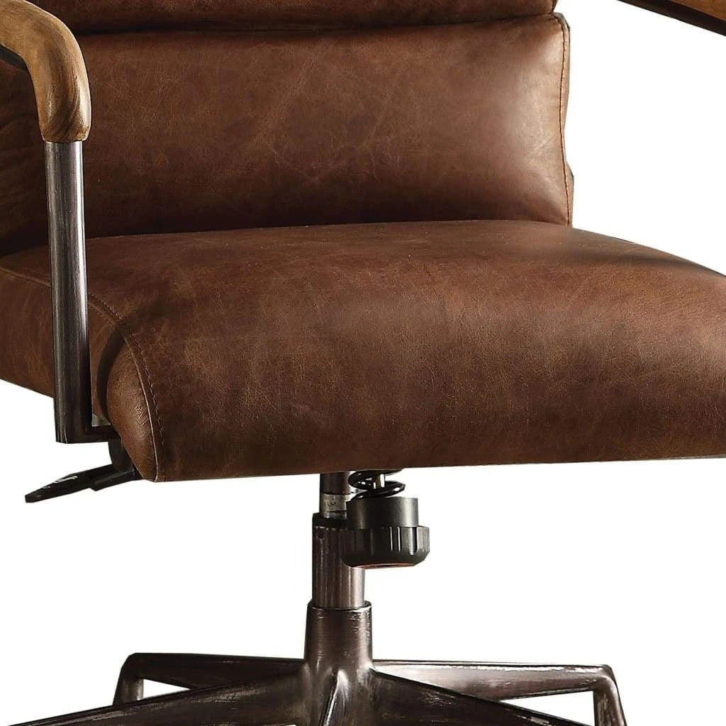 ACME Harith Office Chair in Retro Brown Top Grain Leather