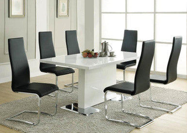 Anges 5-Piece Dining Table Set in White High Gloss and Black - Modern and Stylish Set for Contemporary Dining Rooms