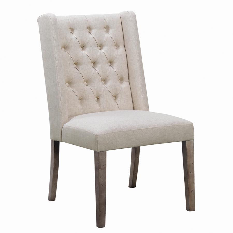 Bexley Fabric Upholstered Dining Side Chair in Beige (Set of 2) - Elegant and Comfortable Chairs for Contemporary Dining Spaces