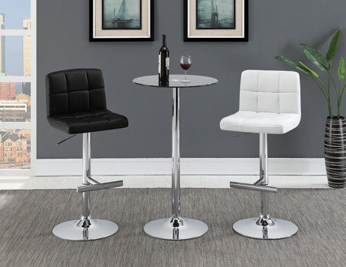 Lenny Upholstered Adjustable Bar Stool Black (Set of 2) β Sleek and Comfortable with Adjustable Height for Contemporary Spaces