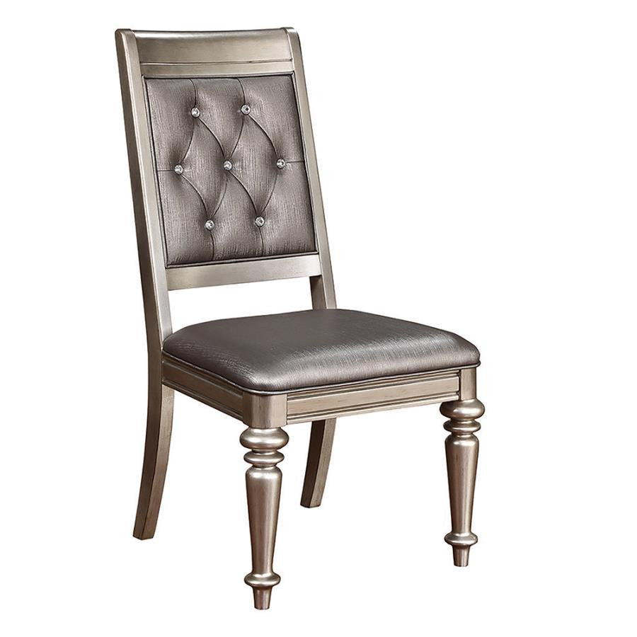 Bling Game Dining Side Chair in Metallic Platinum (Set of 2) - Chic and Glamorous Chairs for a Luxurious Dining Experience