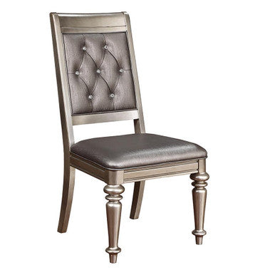 Bling Game Dining Side Chair in Metallic Platinum (Set of 2) - Chic and Glamorous Chairs for a Luxurious Dining Experience