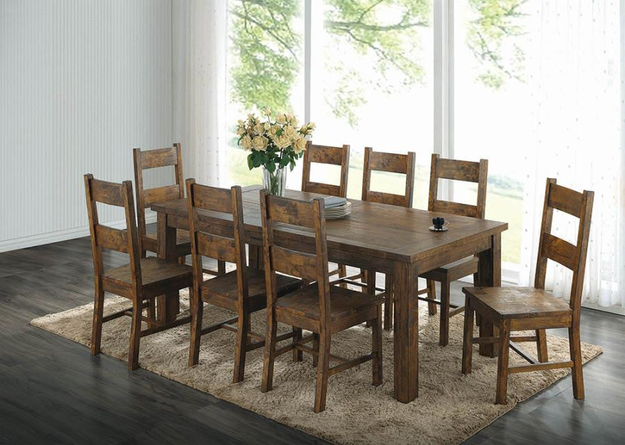 Coleman Rectangular Dining Table Rustic Golden Brown β Warm, Timeless Design with a Rich, Rustic Finish for Your Dining Space