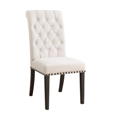 Phelps Upholstered Side Chairs (Set of 2) β Beige and Smokey Black Finish for Elegant Design and Comfortable Dining Seating