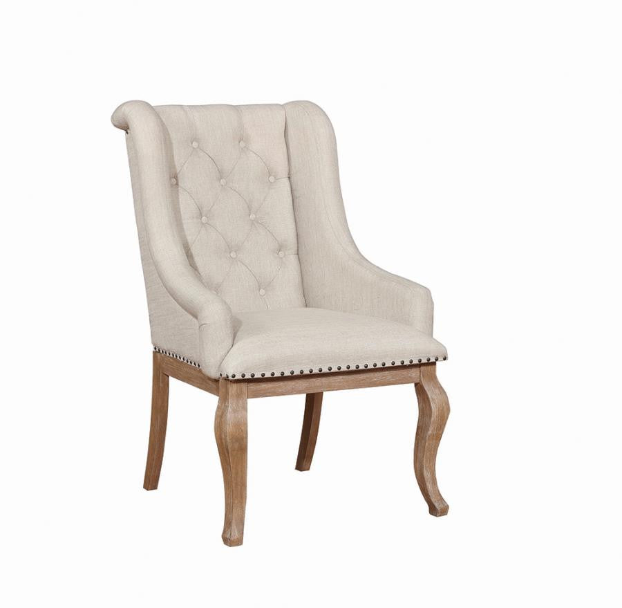 Brockway Upholstered Arm Chair in Barley Brown (Set of 2) - Stylish and Comfortable Chairs for Elegant Dining Spaces