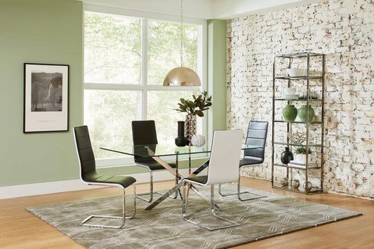 Carmelo 5-Piece Rectangular Dining Set Chrome and Black β Sleek, Modern Design with Bold Contrast for Stylish Dining - Stylish Design Furniture