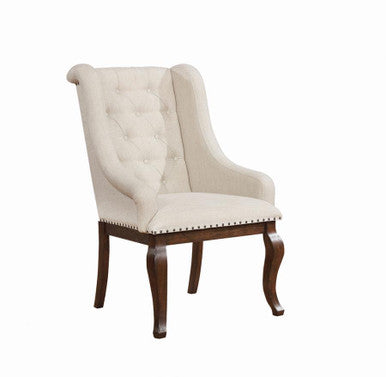 Brockway Cove Tufted Arm Dining Chairs in Cream and Antique Java (Set of 2) - Elegant and Comfortable Chairs for Classic Dining Rooms