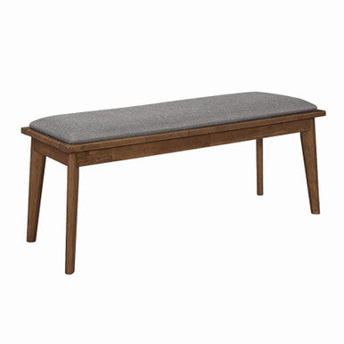 Alfredo Upholstered Dining Bench in Grey and Natural Walnut - Comfortable and Stylish Bench for Dining Rooms or Entryways