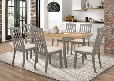 Nogales Wooden Dining Table Acacia and Coastal Grey β Rustic Charm with a Modern Touch for Your Dining Space