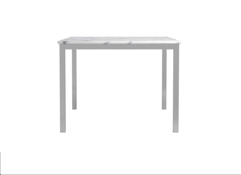 Athena Rectangle Dining Table with Marble Top and Chrome β Sleek, Modern Elegance for Your Dining Room