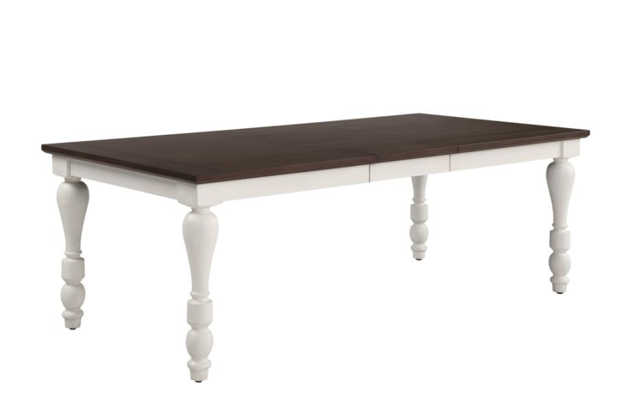 Madelyn Dining Table with Extension Leaf Dark Cocoa and Coastal White β Versatile and Stylish for Modern Dining Spaces