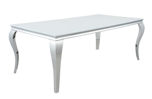 Carone Rectangular 81-Inch Glass Top Dining Table White β Stylish and Spacious Modern Dining Solution - Stylish Design Furniture