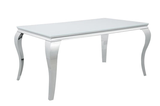Carone Glass Top Dining Table White and Chrome β Modern Elegance with Sleek Design - Stylish Design Furniture