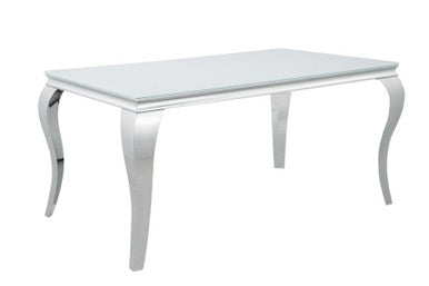 Carone Glass Top Dining Table White and Chrome β Modern Elegance with Sleek Design