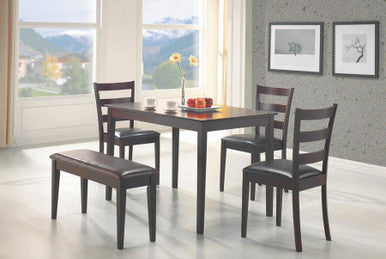 Taraval Cappuccino Five-Piece Dining Set with Bench - Stylish and Functional Dining Set for Modern Homes and Gatherings