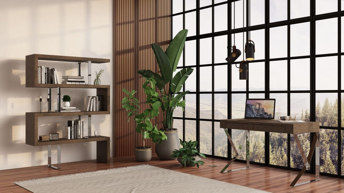 Modrest Ferris Modern Walnut Office Desk β Sleek Contemporary Workstation - Stylish Design Furniture