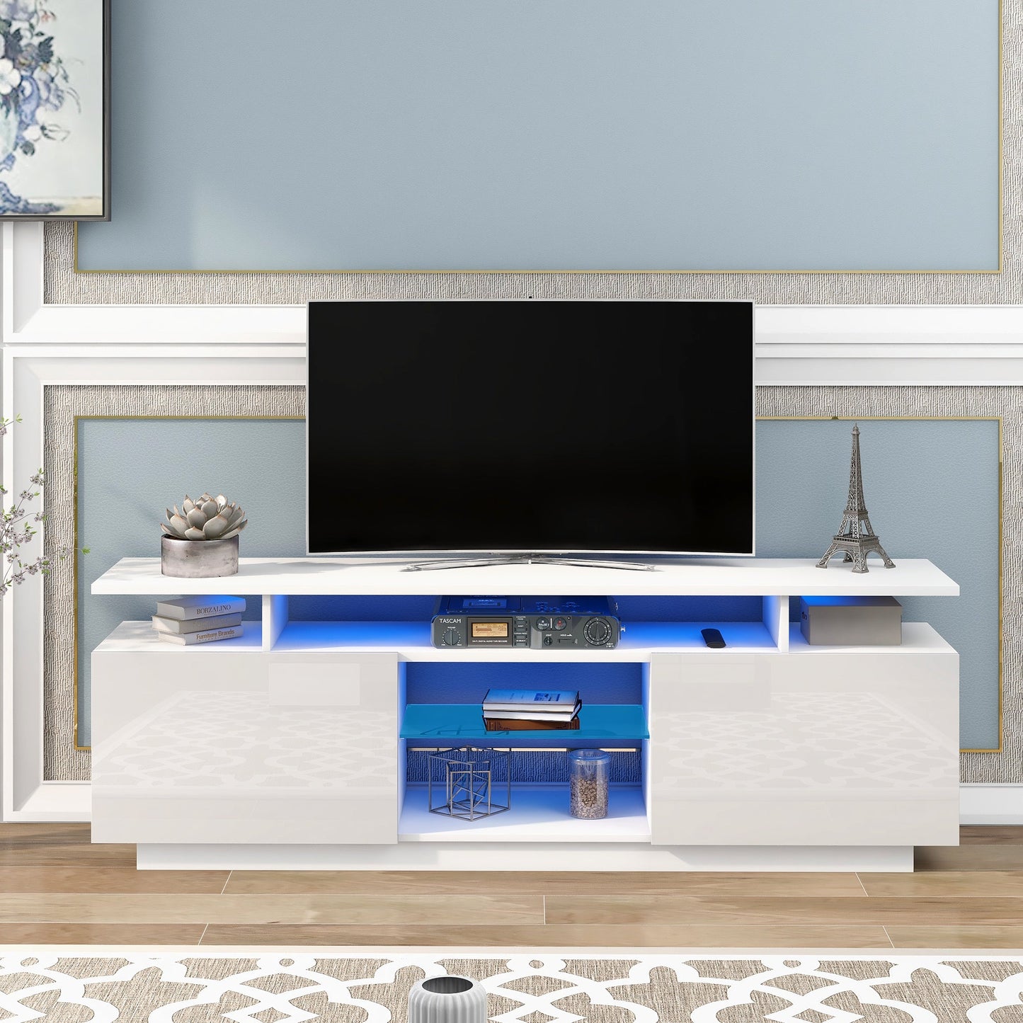 Pisa Modern TV Stand for TVs up to 65inches with LED lights16 Colors
