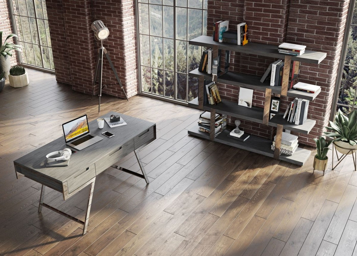 Modrest Dessart Modern Elm Grey Office Desk