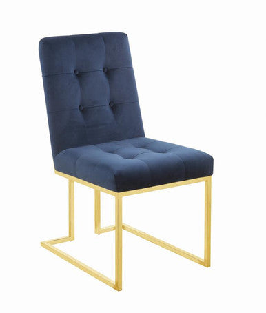 Cisco Velvet Upholstered Dining Side Chairs (Set of 2) β Gold Finish for Luxe Glamour and Plush Modern Comfort