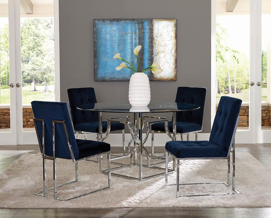 Cisco Velvet Upholstered Dining Side Chairs (Set of 2) β Chrome Finish for Luxe Modern Style and Plush Comfort