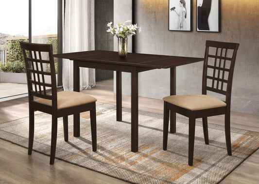 Kelso 3-Piece Drop Leaf Dining Set Cappuccino and Tan β Space-Saving Design with Warm, Elegant Style - Stylish Design Furniture