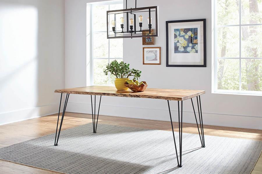 Sherman Rectangular Dining Table in Natural Acacia and Matte Black - Modern and Durable Table for Stylish Dining Rooms
