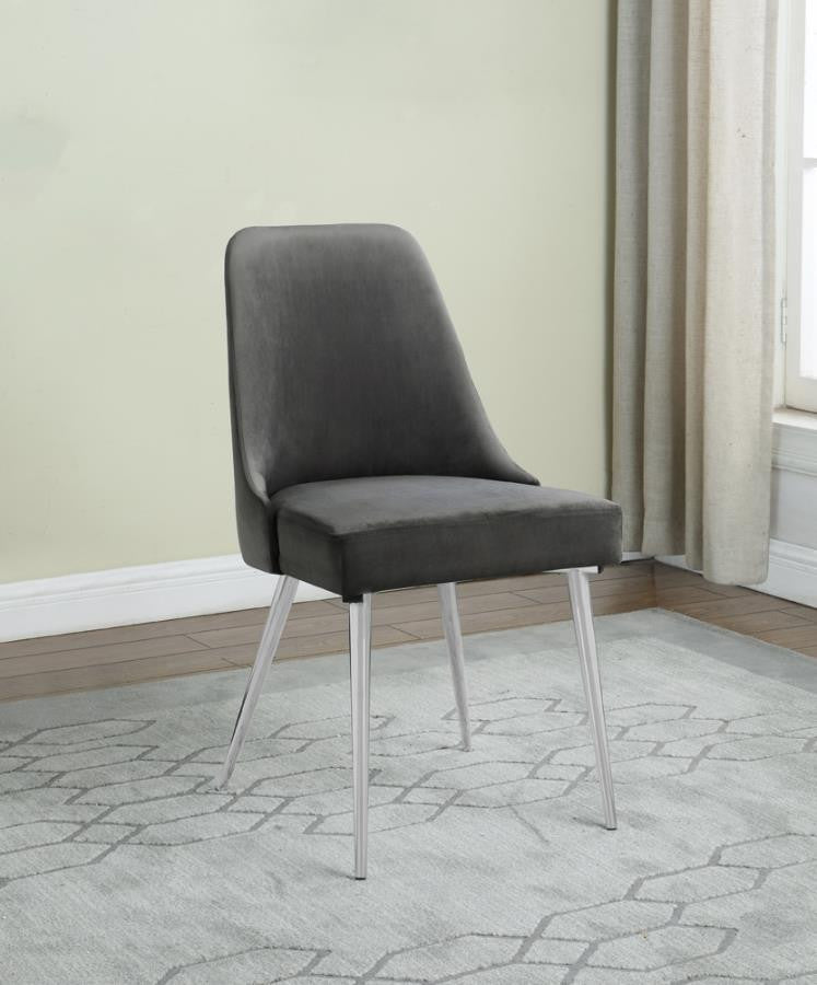 Cabianca Curved Back Side Chairs Grey (Set of 2) β Elegant and Comfortable with a Contemporary Grey Upholstery and Curved Back Design