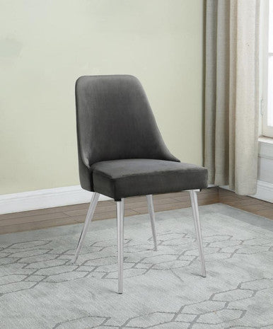 Cabianca Curved Back Side Chairs Grey (Set of 2) β Elegant and Comfortable with a Contemporary Grey Upholstery and Curved Back Design