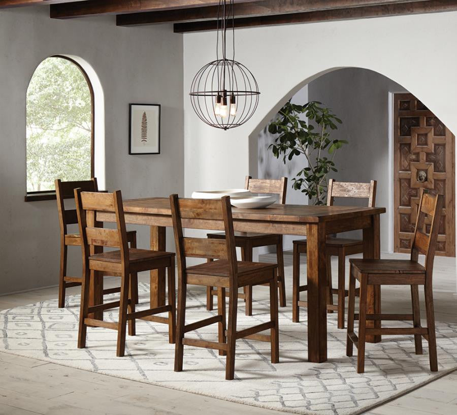 Coleman 5-Piece Counter Height Dining Set in Rustic Golden Brown - Charming and Stylish Set for Modern Dining Spaces