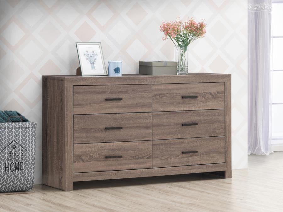 Brantford 6-Drawer Dresser β Barrel Oak Finish for Rustic Elegance and Ample Bedroom Storage