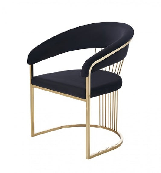 Modrest Linda - Modern Black Velvet and Gold Dining Chair - Stylish Design Furniture