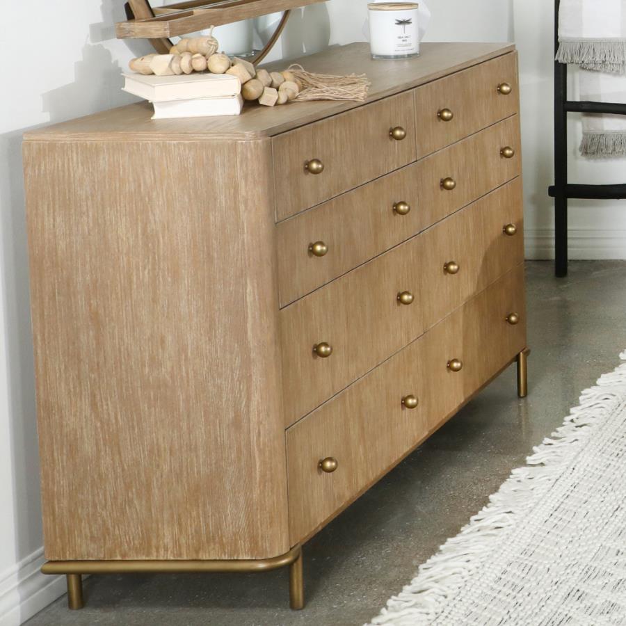 Arini 8-Drawer Dresser β Sand Wash Finish for Rustic Charm and Spacious Bedroom Storage Solutions
