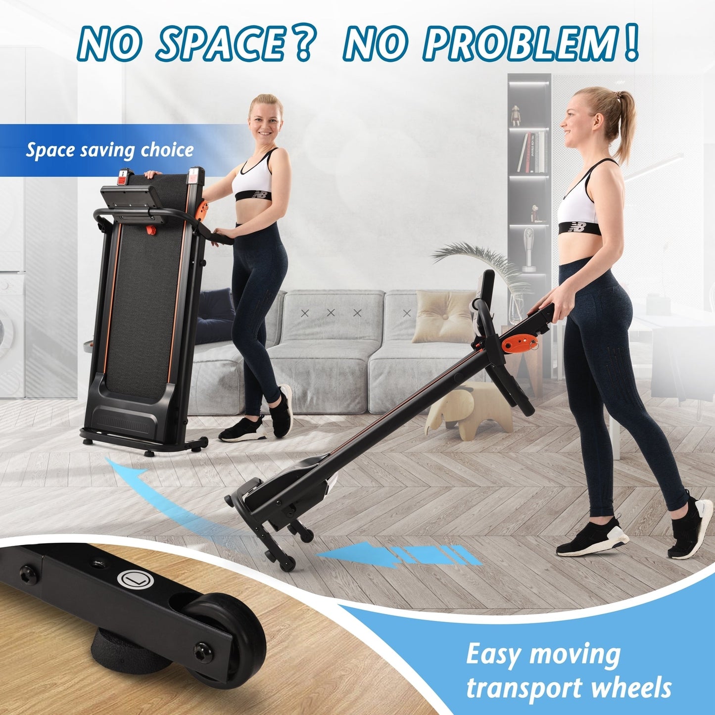 Akutes Electric Foldable Treadmill with Heart Pulse Monitor with Speaker & Incline Adjuster for Home Gym