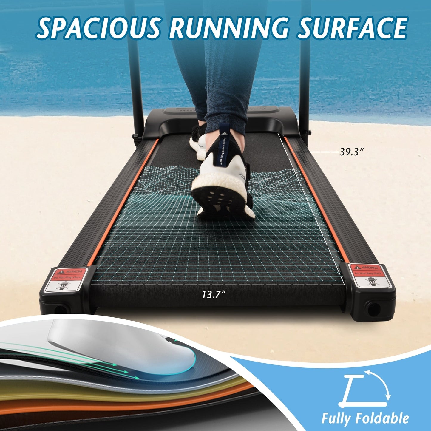 Akutes Electric Foldable Treadmill with Heart Pulse Monitor with Speaker & Incline Adjuster for Home Gym