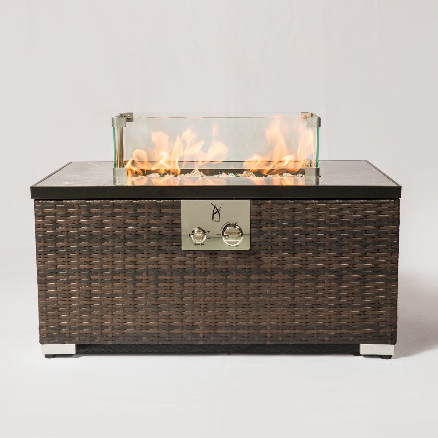 Nuriek Rectangular Glass Wind Guard for Fire Pit