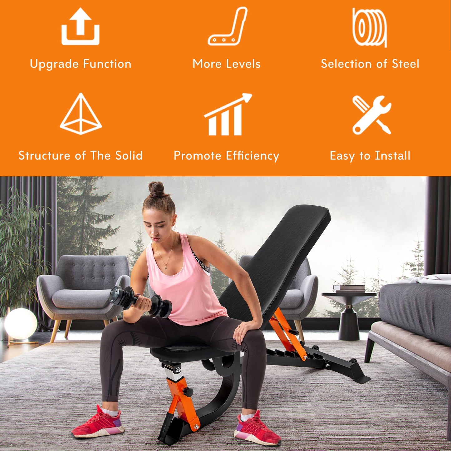Harmon Training Bench Adjustable Weight Gym Strength - 600lbs Weight Capacity