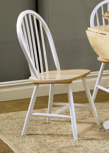 Windsor Side Chairs (Set of 4) – Natural Brown and White Finish for Classic Charm and Comfortable Dining Seating