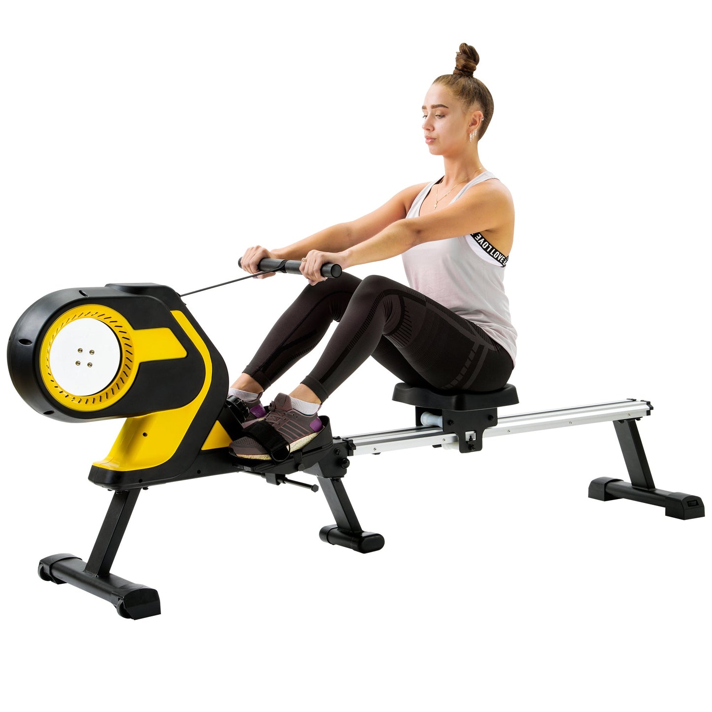Ledaar Magnetic Rowing Machine with LCD Monitor, 46" Slide Rail and Compact Folding Rower for Home Cadio Workout
