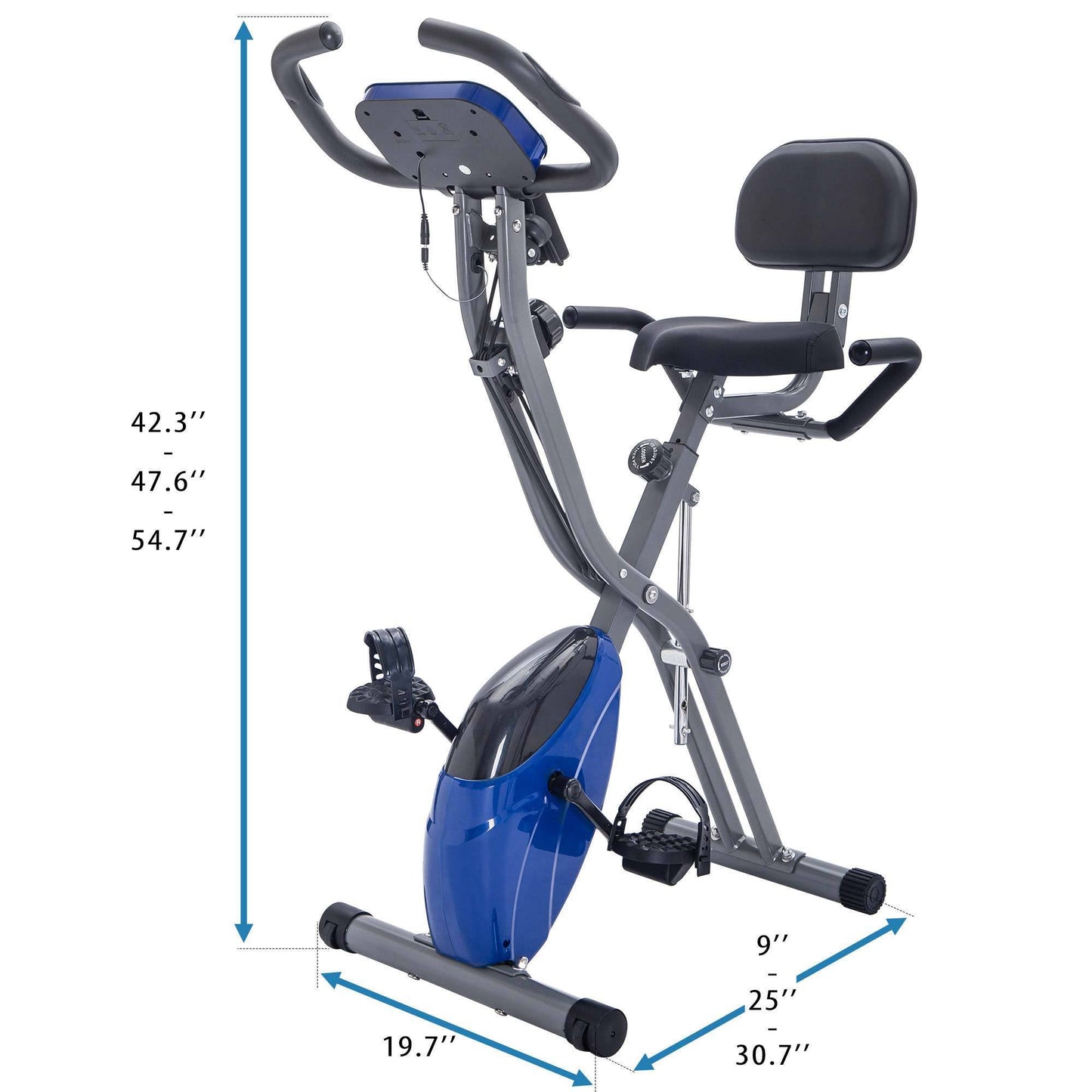 Bolter Folding Exercise Bike with 10-Level Adjustable Resistance, Fitness Upright and Recumbent X- Bike, Arm Bands and Backrest